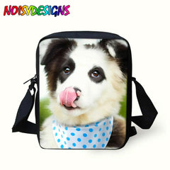 3D Animal Border Collie Print School Bags Students Small Crossbody Bag