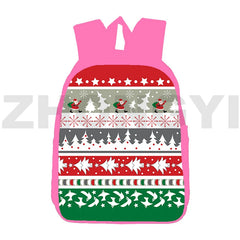 3D Anime Pink Santa Claus Backpack Teenagers Merry Christmas School Bag