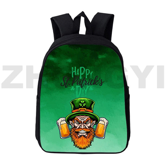 3D Anime St. Patrick's Backpacks 12 Inch Irish Clover Daily Pack Backpacks