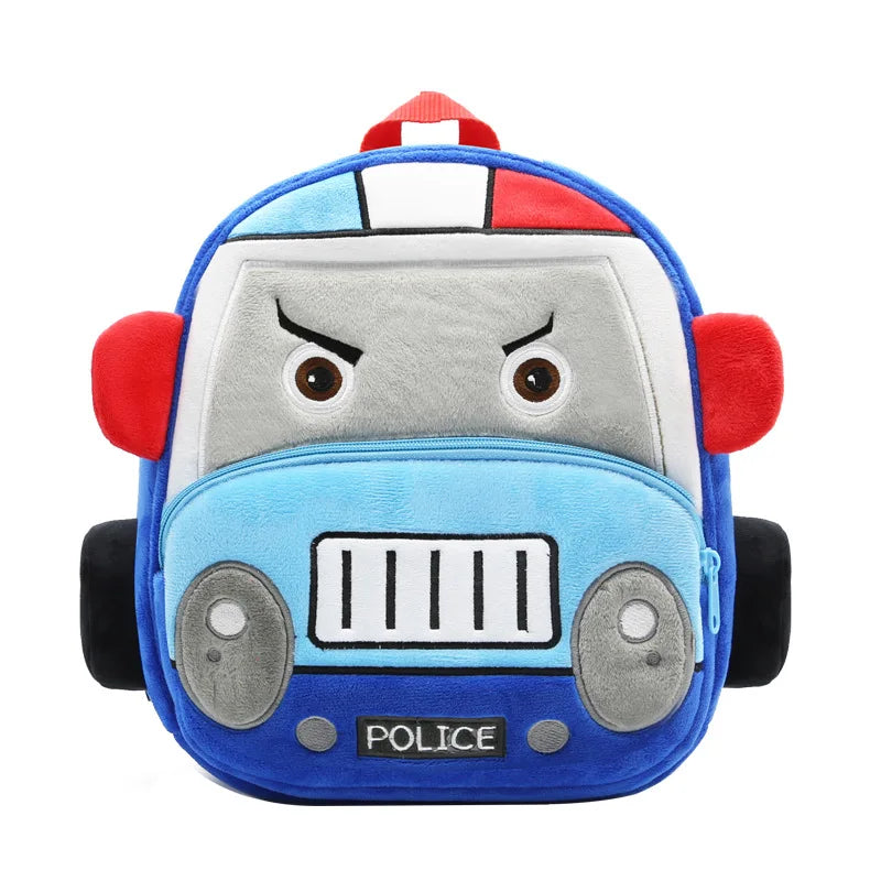 3D Cartoon Car School Backpacks for Boys Girls Plush Kindergarten Children
