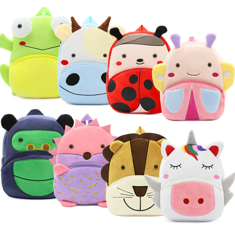 3D Cartoon Print Plush Kid Backpack School Bags Boys Girls