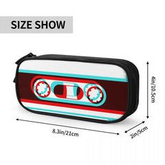 3D Cassette Tape Pen Box Student School Anime Zipper Pen Bag