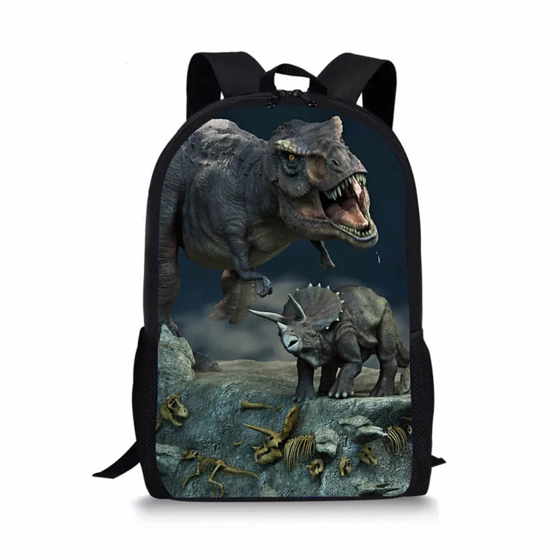 3D Dinosaur Print Backpack 16 Inch School Bags for Teenagers Boy