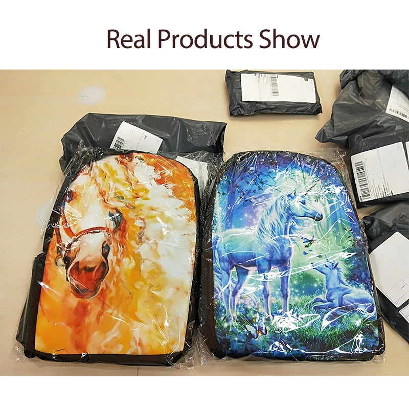 3D Horse Print Kids Backpack Unicorn School Bags Set Dropship