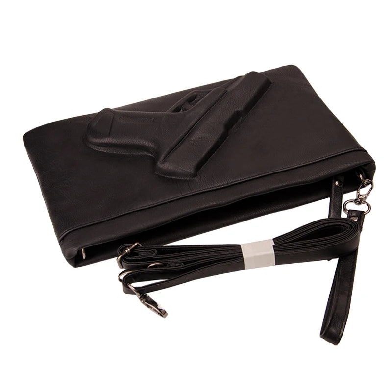 3D Print Gun Clutch Women Bag Evening Leather Handbags