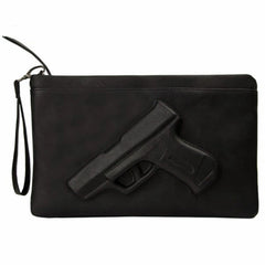 3D Print Gun Clutch Women Bag Evening Leather Handbags