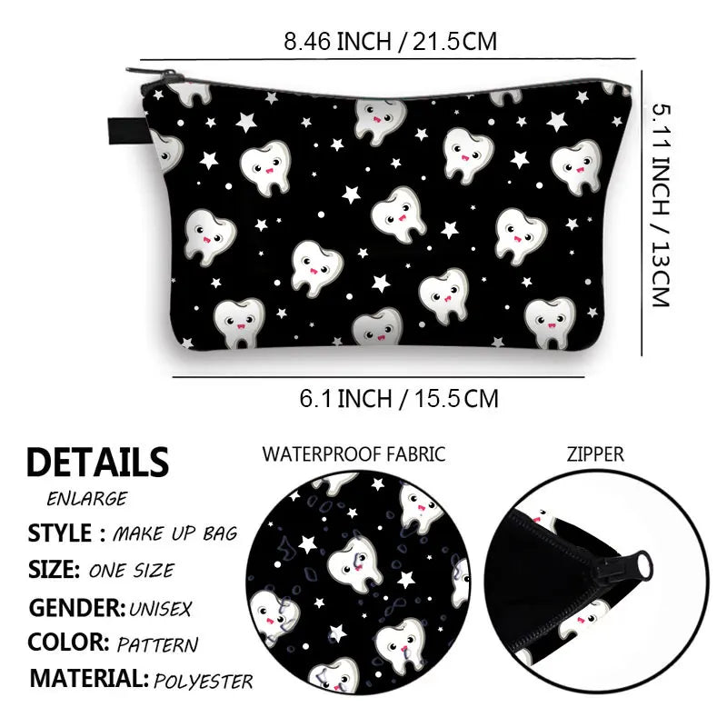 3D Printed Cosmetic Bags Teeth Funny Necessaries for Women Makeup Organizer