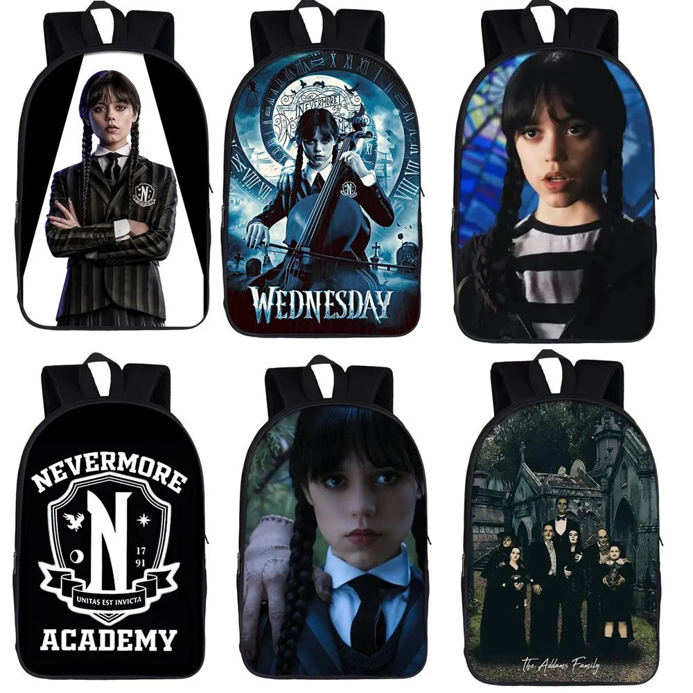 3D Printed Wednesday Addams Backpack for Children Boys Girls Cosplay Schoolbag