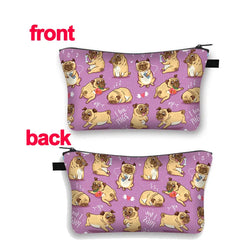 3D Pug Dog Cosmetic Bag for Makeup Organizer Women Mini Handbag