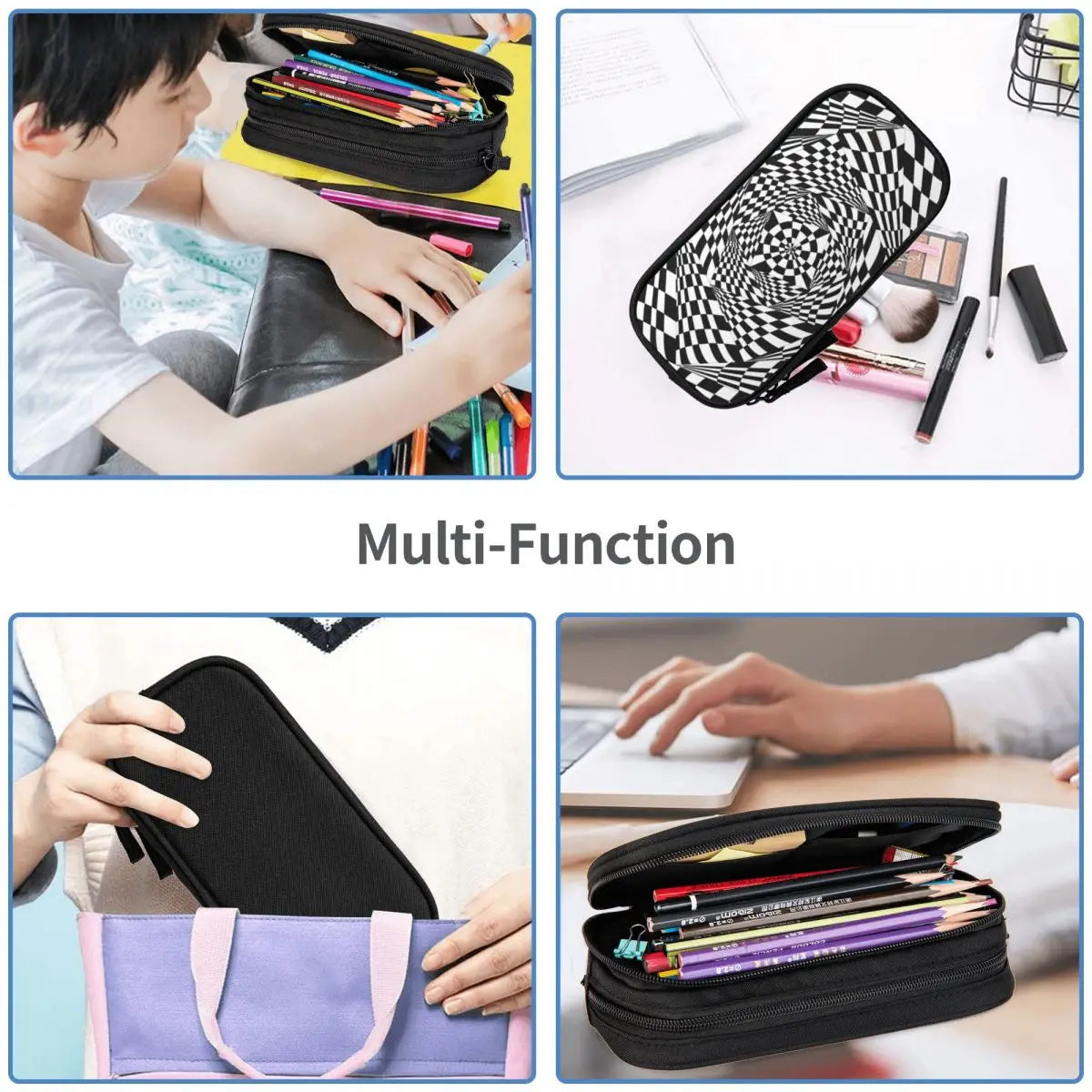 3D Stereo Vision Pen Box Zipper Bag Student School Anime