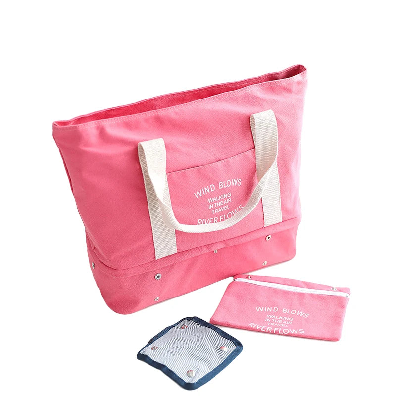 3PCS Women Folding Waterproof Tote Bag Large Travel Handbag