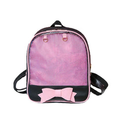 3PCS Women Backpack Double Shoulder Bag Bowknot Knapsack Transparent Bags