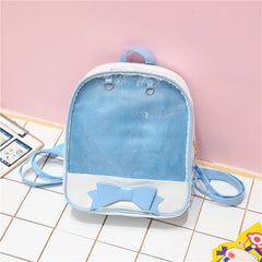 3PCS Women Backpack Double Shoulder Bag Bowknot Knapsack Transparent Bags