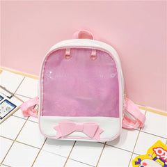 3PCS Women Backpack Double Shoulder Bag Bowknot Knapsack Transparent Bags