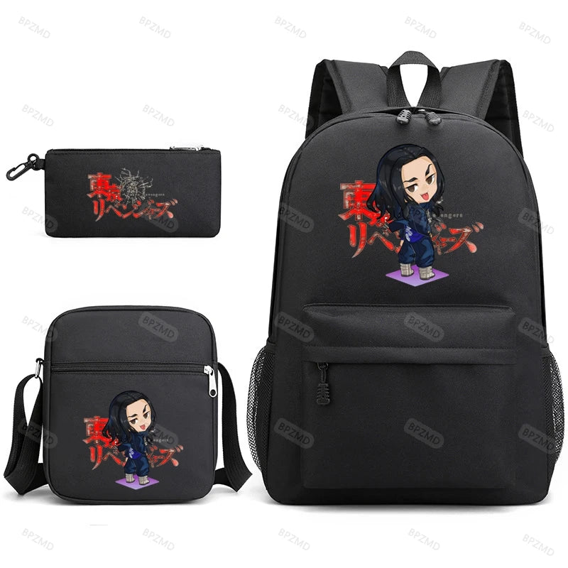 3Pcs Anime Cosplay School Backpack Travel Canvas Bag for Teenage Boys Girls