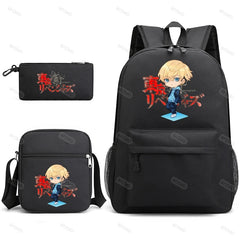 3Pcs Anime Cosplay School Backpack Travel Canvas Bag for Teenage Boys Girls