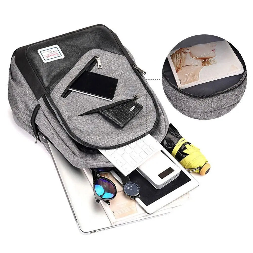 3Pcs Business Laptop Backpack Canvas Travel Shoulder Bag for Men Women