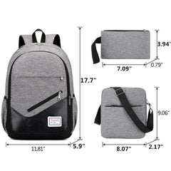 3Pcs Business Laptop Backpack Canvas Travel Shoulder Bag for Men Women