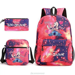 3Pcs Set Stitch Backpacks For Kids High Schoolbag Students