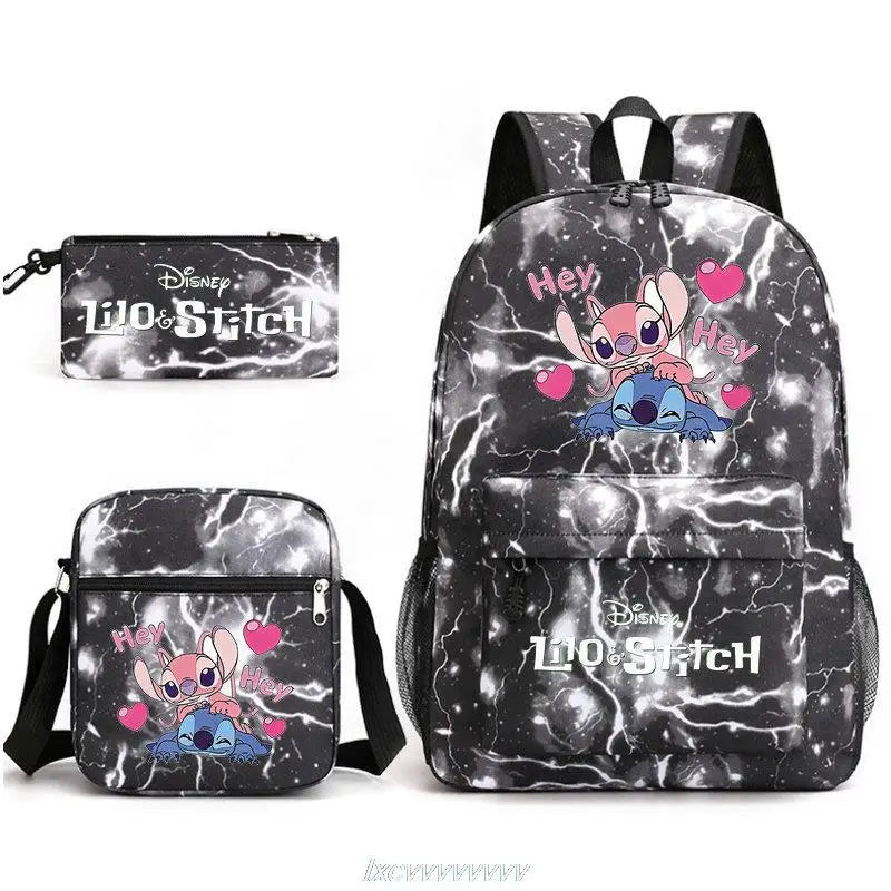 3Pcs Set Stitch Backpacks For Kids High Schoolbag Students