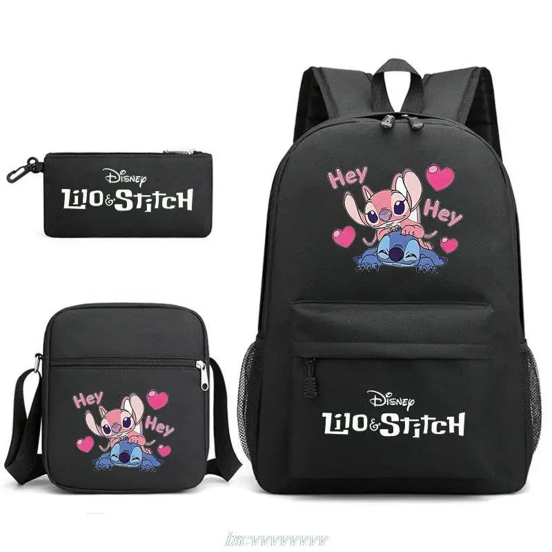 3Pcs Set Stitch Backpacks For Kids High Schoolbag Students