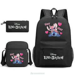 3Pcs Set Stitch Backpacks For Kids High Schoolbag Students
