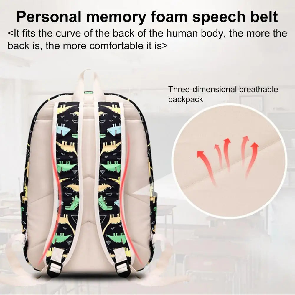 Kids Backpack Dinosaur Pattern Adjustable Straps Students Backpack
