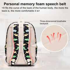 Kids Backpack Dinosaur Pattern Adjustable Straps Students Backpack