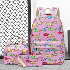 Kids Backpack Dinosaur Pattern Adjustable Straps Students Backpack