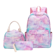 3Pcs/Set Starry Print Student Backpack - Lightweight Bookbag, Handbag, Pencil Ba