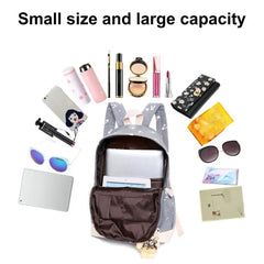3Pcs/Set Rabbit Print Student Backpack, Adjustable Strap, Large Capacity Bookbag