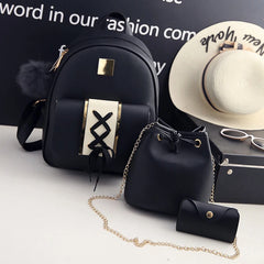 3Pcs Women Backpack Set Casual Backpack Bucket Bag Purse for Teenagers