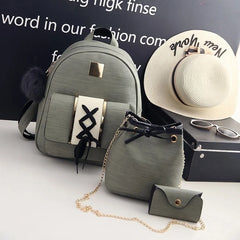 3Pcs Women Backpack Set Casual Backpack Bucket Bag Purse for Teenagers
