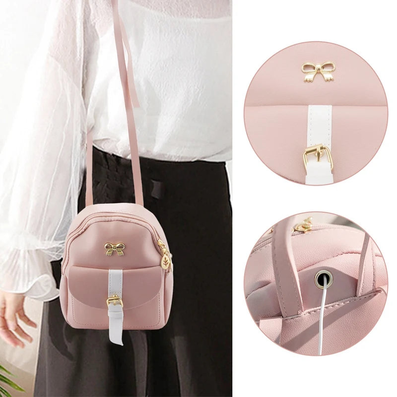 Mini Backpack Small Diagonal Bag Bow Backpack Ladies Wallet