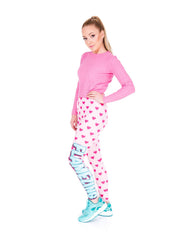 Pink Hearts Print High Waist Skinny Leggings