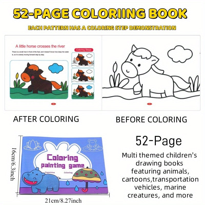 Kids Coloring Book Animals Floral Patterns Educational Activity Book Ages 5-10