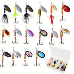 16pcs Spinner Baits Kit for Bass Trout Walleye Salmon Fishing