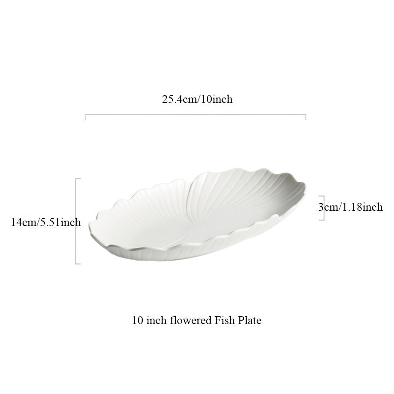 Ceramic Flower Shaped Fish Plate 25.4 cm