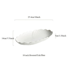Ceramic Flower Shaped Fish Plate 25.4 cm