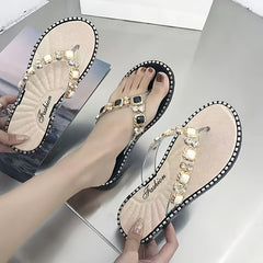 Rhinestone Slippers Open Toe Soft Sole Flip Flops
