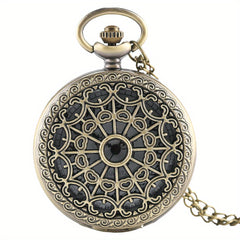 Vintage Bronze Spider Web Pocket Watch Student Retro Chain