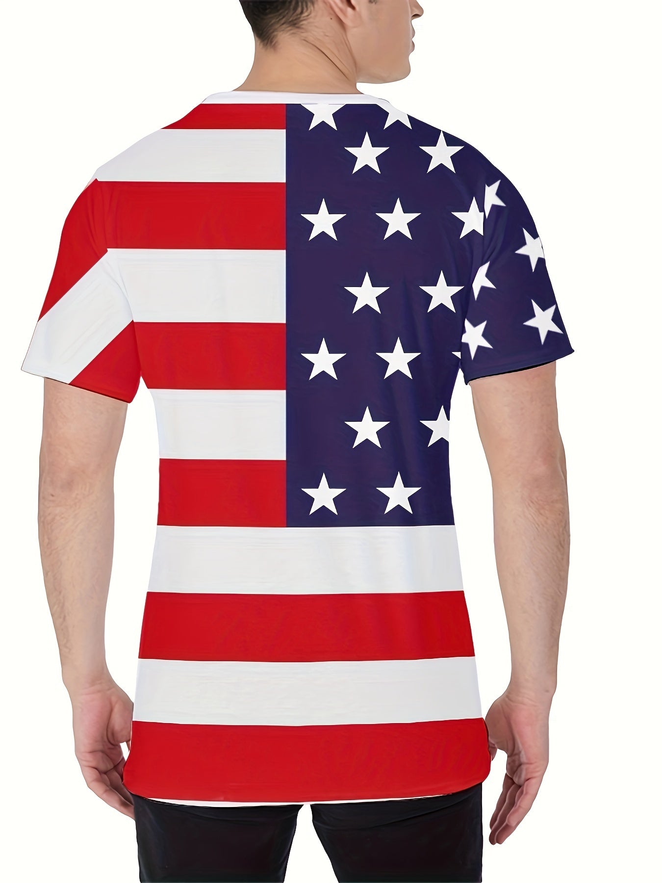 Flag Print T-shirt Men's Casual Street Style Tee Shirt For Summer