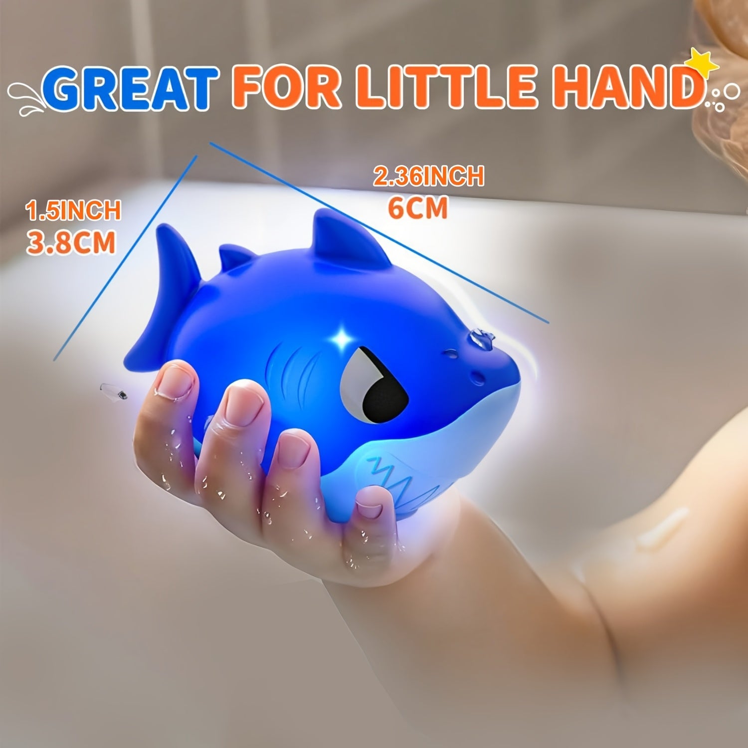 10pcs Light Up Sea Animals Bath Toys Set Glitter Colorful Bathtub Floating Toys