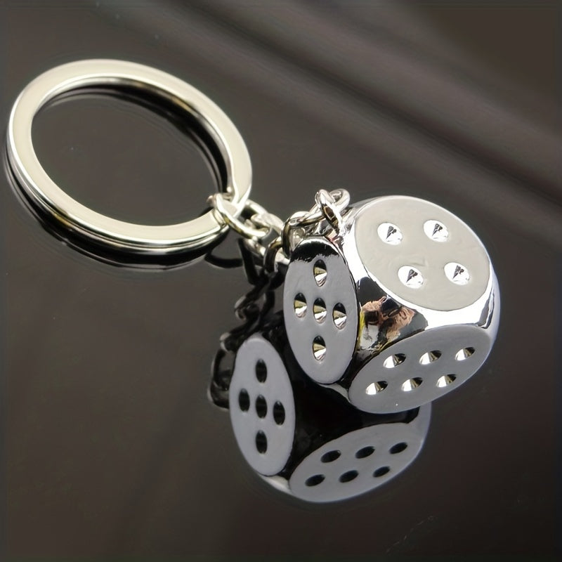 Metal 3D Dice Keychain Bar Game Pendant Travel Party Gift