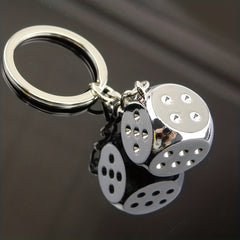 Metal 3D Dice Keychain Bar Game Pendant Travel Party Gift