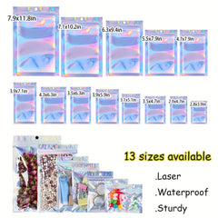 Resealable Metallic Foil Laser Packaging Bags - 50pcs/100pcs