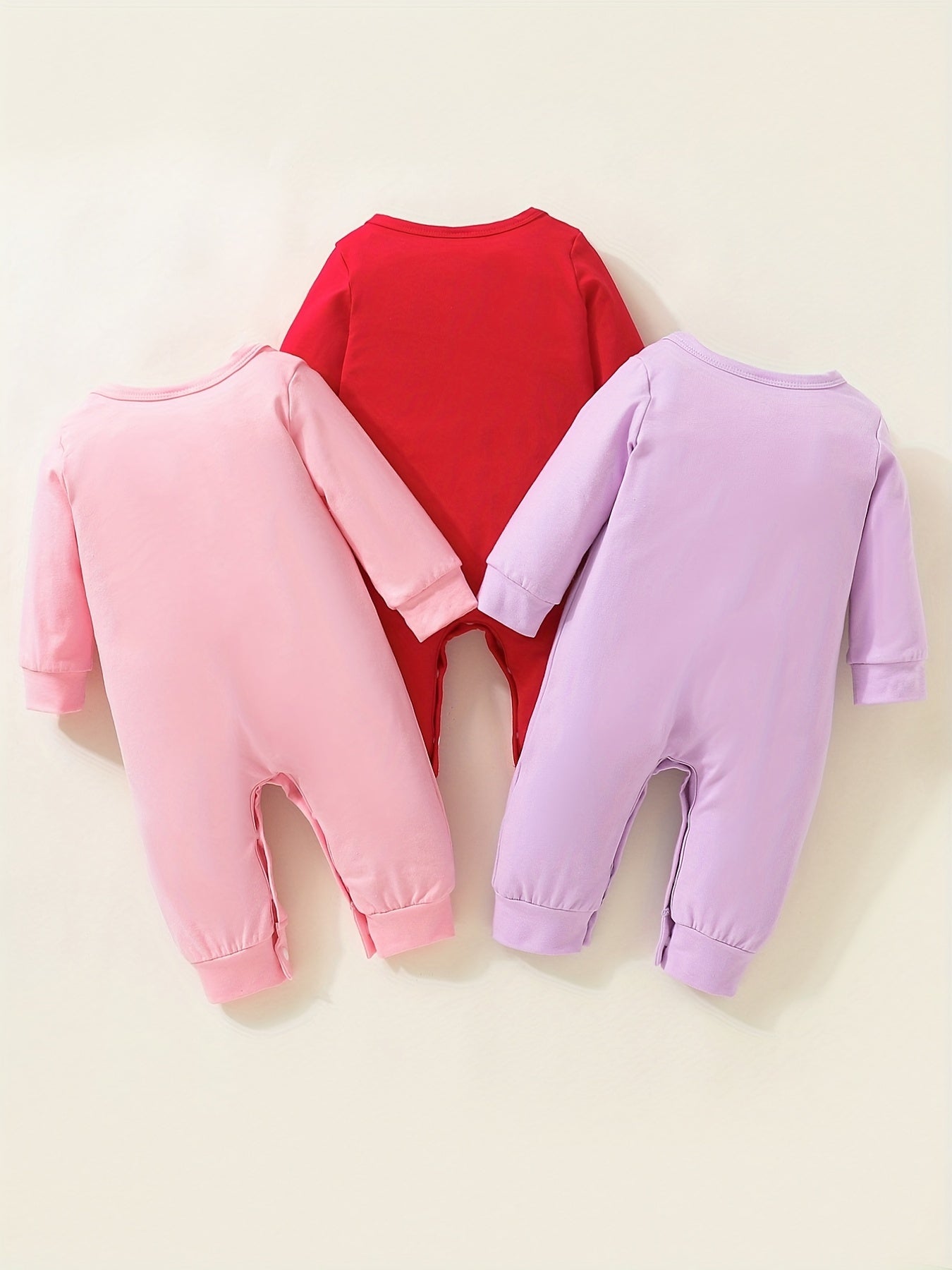 Baby Girls Cotton Loungewear Set Solid Rompers 3pcs