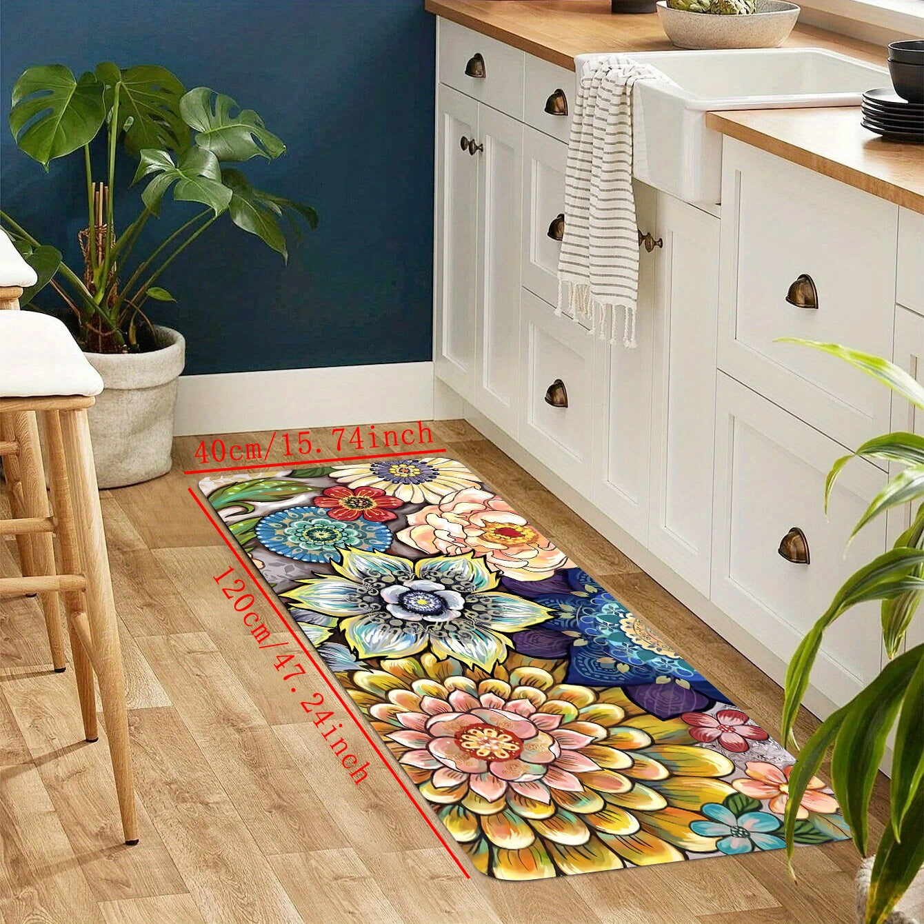 Flowers Meaty Kitchen Rug Flowers And Plants Kitchen Floor Mats