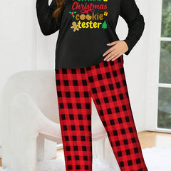 Christmas Pajamas Set Women's Plus Top & Plaid Pants Two Pi