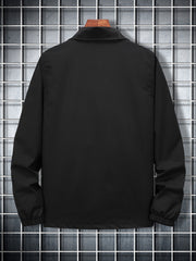 Men's Casual Alphabet Print Lapel Button Down Jacket